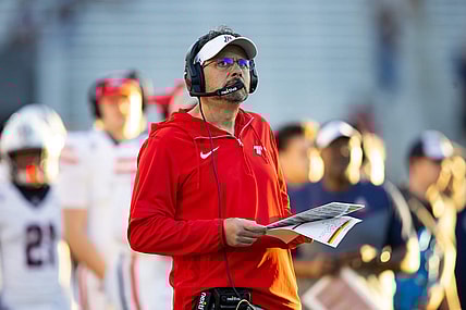 Nov 25, 2023; Tempe, Arizona, USA; Arizona Wildcats head coach Jedd Fisch against the Arizona State Sun Devils in the first half of the Territorial Cup at Mountain America Stadium. Mandatory Credit: Mark J. Rebilas-USA TODAY Sports
