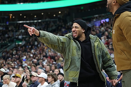 Jan 15, 2024; Salt Lake City, Utah, USA; Indiana Pacers guard Tyrese Haliburton reacts to a play against the Utah Jazz during the first quarter at Delta Center. Mandatory Credit: Rob Gray-USA TODAY Sports