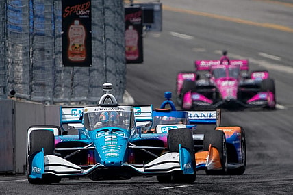 NTT IndyCar Series driver Josef Newgarden (2) drives during the Music City Grand Prix in Nashville, Tenn., Sunday, Aug. 6, 2023.