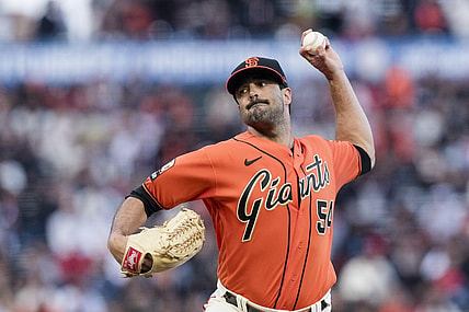 Aug 11, 2023; San Francisco, California, USA;  San Francisco Giants starting pitcher Scott Alexander (54) throws against the Texas Rangers during the first inning at Oracle Park. Mandatory Credit: John Hefti-USA TODAY Sports