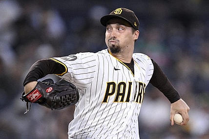 Sep 19, 2023; San Diego, California, USA; San Diego Padres starting pitcher Blake Snell (4) throws a pitch against the Colorado Rockies during the first inning at Petco Park. Mandatory Credit: Orlando Ramirez-USA TODAY Sports