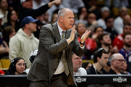 Feb 10, 2024; Boulder, Colorado, USA; Colorado Buffaloes head coach Tad Boyle in the first half against the Arizona Wildcats at CU Events Center. Mandatory Credit: Isaiah J. Downing-USA TODAY Sports