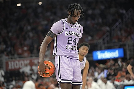 Feb 19, 2024; Austin, Texas, USA; Kansas State Wildcats forward Arthur Kaluma (24) shoots a free throw during the second half against the Texas Longhorns at Moody Center. Mandatory Credit: Scott Wachter-USA TODAY Sports