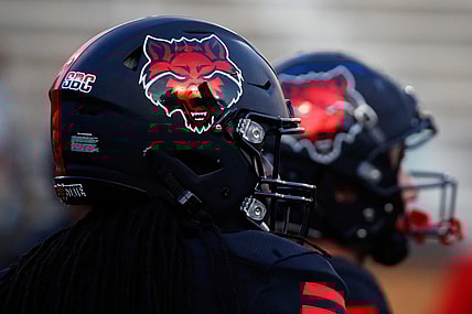 Oct 7, 2021; Jonesboro, Arkansas, USA; Arkansas State Red Wolves Helmet at Centennial Bank Stadium. Mandatory Credit: Petre Thomas-USA TODAY Sports