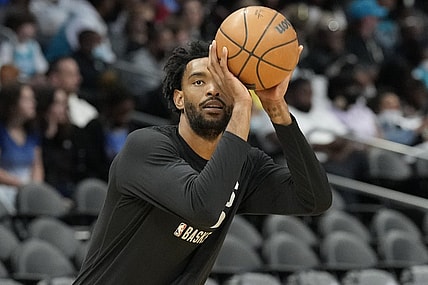 Mar 5, 2022; Charlotte, North Carolina, USA. Forward Keita Bates-Diop during pregame warmups. Mandatory Credit: Jim Dedmon-USA TODAY Sports
