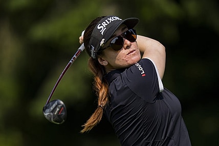 Aug 27, 2023; Vancouver, British Columbia, CAN; Hannah Green tees of on the fourth hole during the final round of the CPKC Women's Open golf tournament at Shaughnessy Golf & Country Club. Mandatory Credit: Bob Frid-USA TODAY Sports