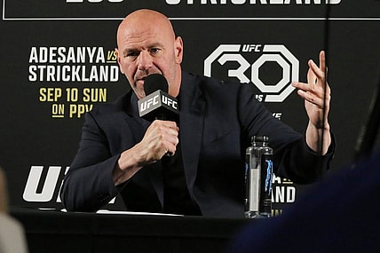 Sep 9, 2023; Sydney, NSW, AUSTRALIA; UFC President Dana White speaks at a press conference after the fight of Israel Adesanya and Sean Strickland during UFC 293 at Qudos Bank Arena. Mandatory Credit: Jasmin Frank-USA TODAY Sports