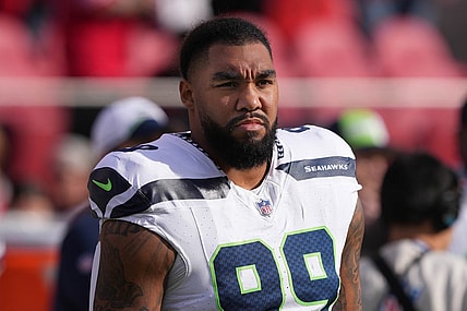 Dec 10, 2023; Santa Clara, California, USA; Seattle Seahawks defensive end Leonard Williams (99) before the game against the San Francisco 49ers at Levi's Stadium. Mandatory Credit: Darren Yamashita-USA TODAY Sports
