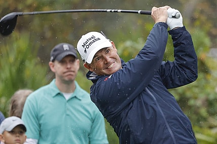 Dec 16, 2023; Orlando, Florida, USA; Padraig Harrington plays his shot from the sixth tee during the PNC Championship at The Ritz-Carlton Golf Club. Mandatory Credit: Reinhold Matay-USA TODAY Sports