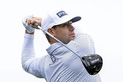 February 3, 2024; Pebble Beach, California, USA; Taylor Moore hits his tee shot on the third hole during the third round of the AT&T Pebble Beach Pro-Am golf tournament at Pebble Beach Golf Links. Mandatory Credit: Kyle Terada-USA TODAY Sports
