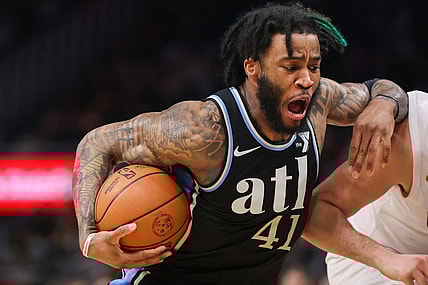 Mar 6, 2024; Atlanta, Georgia, USA; Atlanta Hawks forward Saddiq Bey (41) drives to the basket against the Cleveland Cavaliers in the second half at State Farm Arena. Mandatory Credit: Brett Davis-USA TODAY Sports