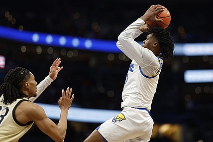 Mar 14, 2024; Washington, D.C., USA; Pittsburgh Panthers guard Carlton Carrington (7) shoots the ball as Wake Forest Demon Deacons guard Hunter Sallis (23) in the first half at Capital One Arena. Mandatory Credit: Geoff Burke-USA TODAY Sports