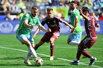 Mar 16, 2024; Seattle, Washington, USA; Seattle Sounders FC forward Jordan Morris (13) controls the ball during the second half against the Colorado Rapids at Lumen Field. Mandatory Credit: Steven Bisig-USA TODAY Sports