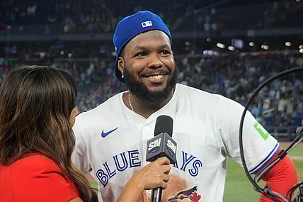 MLB: Playoffs-Vladimir Guerrero Jr. smiles at fans,  Toronto Blue Jays