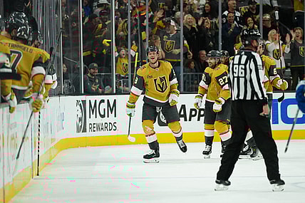 Eichel after scoring a goal for the Golden Knights vs. Colorado Avalanche 11-4-23