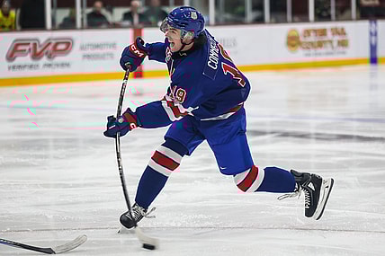Trevor Connelly during the 2025 World Junior Summer Showcase (Photo/Screenshot- USA Hockey via Twitter)