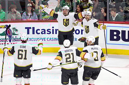 Vegas Golden Knights forward Tomáš Hertl celebrates after scoring 4/26/2025 (Photo/Screenshot- Vegas Golden Knights via Twitter)