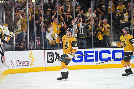 Pavel Dorofeyev celebrates after scoring 4/20/2025 (Photo/Screenshot- Vegas Golden Knights via Twitter)