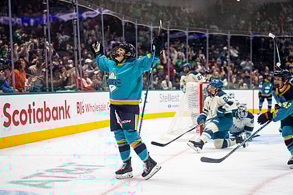 New York Sirens rookie forward Casey O'Brien celebrates after scoring a hat trick against the Seattle Torrent.
