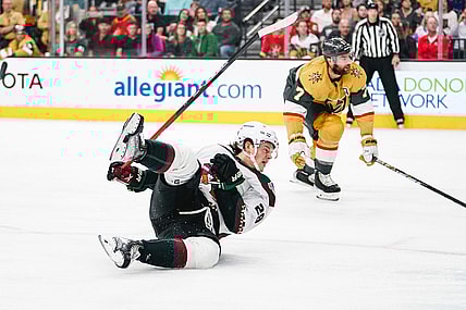 Alex Pietrangelo and Barrett Hayton Vegas Golden Knights Arizona Coyotes (Photo- Arizona Coyotes via Twitter)