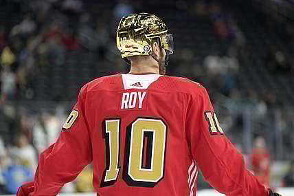 Nicolas Roy Vegas Golden Knights first responders night jerseys (Photo- Vegas Golden Knights via Twitter)
