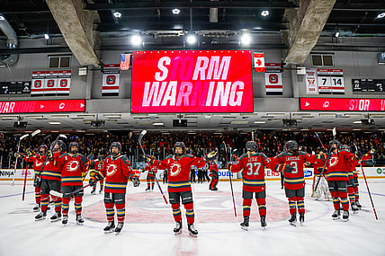 The Ottawa Charge celebrate a win over the Minnesota Frost.
