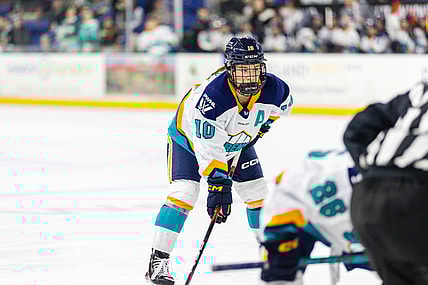 New York Sirens forward Sarah Fillier looks on before a faceoff against the Boston Fleet.