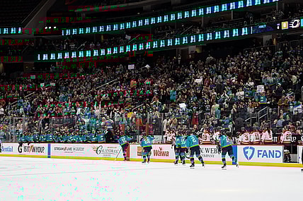 New York Sirens forward Sarah Fillier celebrates a goal in front of raucous Prudential Center crowd