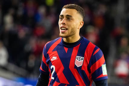 Jan 27, 2022; Columbus, Ohio, USA; United States defender Sergino Dest (2) during the CONCACAF FIFA World Cup Qualifier soccer match against El Salvador at Lower.com Field. Mandatory Credit: Trevor Ruszkowski-USA TODAY Sports