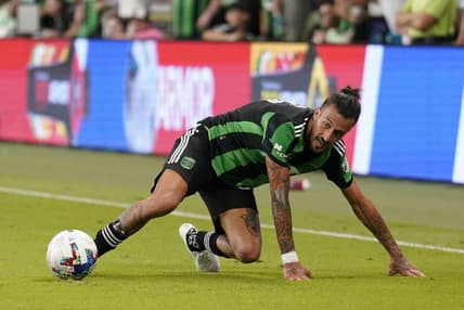 Aug 26, 2022; Austin, Texas, USA; Austin FC forward Maximiliano Urruti (37) controls the ball during the second half against Los Angeles FC at Q2 Stadium. Mandatory Credit: Scott Wachter-USA TODAY Sports