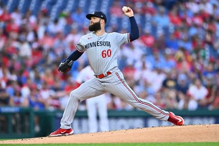 Aug 11, 2023; Philadelphia, Pennsylvania, USA; Minnesota Twins starting pitcher Dallas Keuchel (60) throws a pitch against the Philadelphia Phillies in the first inning at Citizens Bank Park. Mandatory Credit: Kyle Ross-USA TODAY Sports