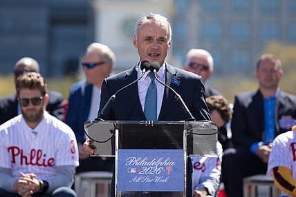 MLB commissioner Rob Manfred at podium