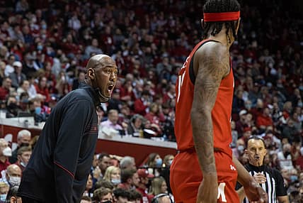 Feb 24, 2022; Bloomington, Indiana, USA; Maryland Terrapins head coach Danny Manning in the second half against the Indiana Hoosiers at Simon Skjodt Assembly Hall. Mandatory Credit: Trevor Ruszkowski-USA TODAY Sports