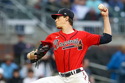 May 5, 2023; Atlanta, Georgia, USA; Atlanta Braves starting pitcher Max Fried (54) throws against the Baltimore Orioles in the first inning at Truist Park. Mandatory Credit: Brett Davis-USA TODAY Sports