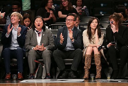 Nets owners Clara and Joe Tsai watch NBA exhibition game