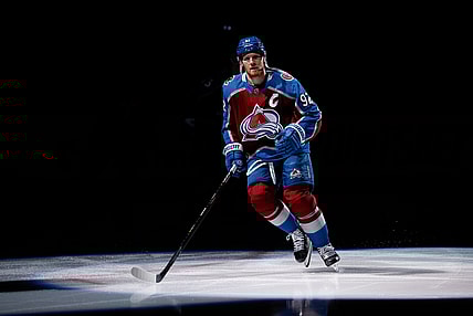 Dec 10, 2021; Denver, Colorado, USA; Colorado Avalanche left wing Gabriel Landeskog (92) is introduced before the game against the Detroit Red Wings at Ball Arena. Mandatory Credit: Isaiah J. Downing-USA TODAY Sports