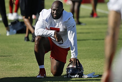 Jun 7, 2022; Tampa, Florida, USA;  Tampa Bay Buccaneers running back Leonard Fournette (7) works outs at AdventHealth Training Center. Mandatory Credit: Kim Klement-USA TODAY Sports
