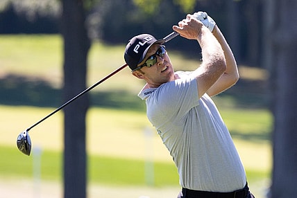 Aug 18, 2022; Wilmington, Delaware, USA; Seamus Power plays his shot from the third tee during the first round of the BMW Championship golf tournament. Mandatory Credit: Bill Streicher-USA TODAY Sports