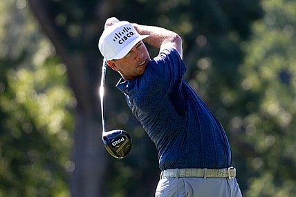 Aug 18, 2022; Wilmington, Delaware, USA; Chez Reavie plays his shot from the third tee during the first round of the BMW Championship golf tournament. Mandatory Credit: Bill Streicher-USA TODAY Sports