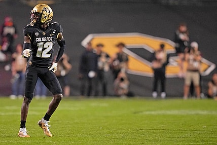 Sep 16, 2023; Boulder, Colorado, USA; Colorado Buffaloes cornerback Travis Hunter (12) walks on the field against the Colorado State Rams during the first half at Folsom Field. Mandatory Credit: Andrew Wevers-USA TODAY Sports