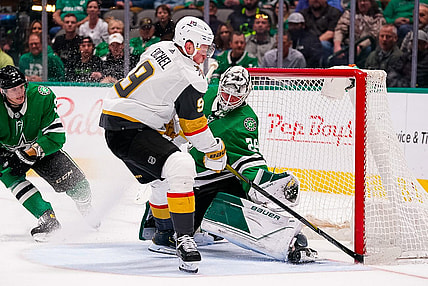 Jake Oettinger save on Jack Eichel Vegas Golden Knights Dallas Stars (Photo- Vegas Golden Knights via Twitter)