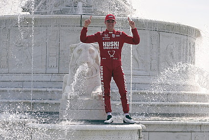 Marcus Ericsson driving the Huski Chocolate Chip Ganassi Racing celebrates winning the NTT INDYCar Series Race 1 of the Chevrolet Detroit Grand Prix Saturday, June 12, 2021, on Belle Isle in Detroit .

Grand Prix