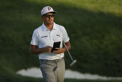 Rickie Fowler walks away from the 17th green during the second round of the Memorial Tournament at Muirfield Village Golf Club in Dublin, Ohio on Friday, June 4, 2021.

The Memorial Tournament Pga Golf