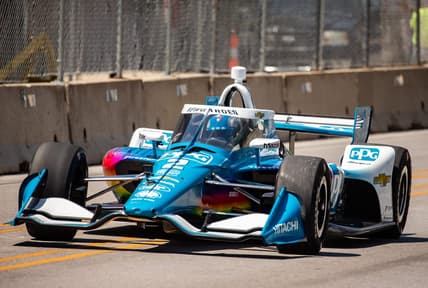 IndyCar driver Josef Newgarden, of the No. 2 Hitachi Chevrolet drive his car down Grand Avenue in Des Moines, Tuesday, June 21, 2022.

Indycar4 Jpg