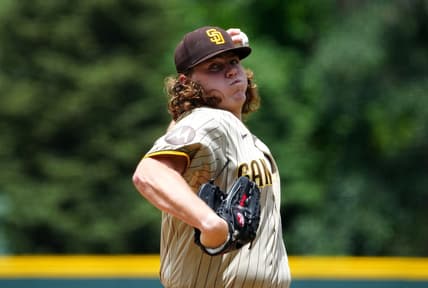 Jun 10, 2023; Denver, Colorado, USA; San Diego Padres starting pitcher Ryan Weathers (40) delivers against the Colorado Rockies in the first inning at Coors Field. Mandatory Credit: Ron Chenoy-USA TODAY Sports
