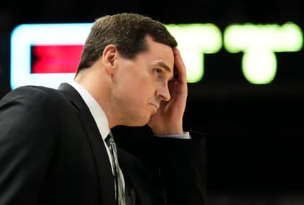 Utah Valley Wolverines head coach Mark Madsen during action against the Grand Canyon Antelopes at GCU Arena.

Syndication Arizona Republic