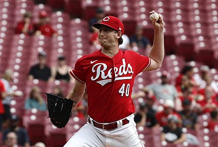 Sep 4, 2022; Cincinnati, Ohio, USA; Cincinnati Reds starting pitcher Nick Lodolo (40) throws a pitch against the Colorado Rockies during the first inning at Great American Ball Park. Mandatory Credit: David Kohl-USA TODAY Sports