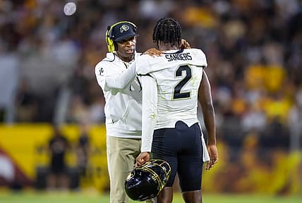 Colorado Buffaloes coach Deion Sanders, Shedeur Sanders