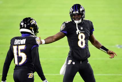 Baltimore Ravens Marquise Brown, Lamar Jackson