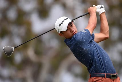 Jun 20, 2021; San Diego, California, USA; Collin Morikawa plays his shot from the second tee during the final round of the U.S. Open golf tournament at Torrey Pines Golf Course. Mandatory Credit: Orlando Ramirez-USA TODAY Sports